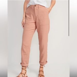 High-Waisted Slouchy Cropped Tapered Workwear Pants
